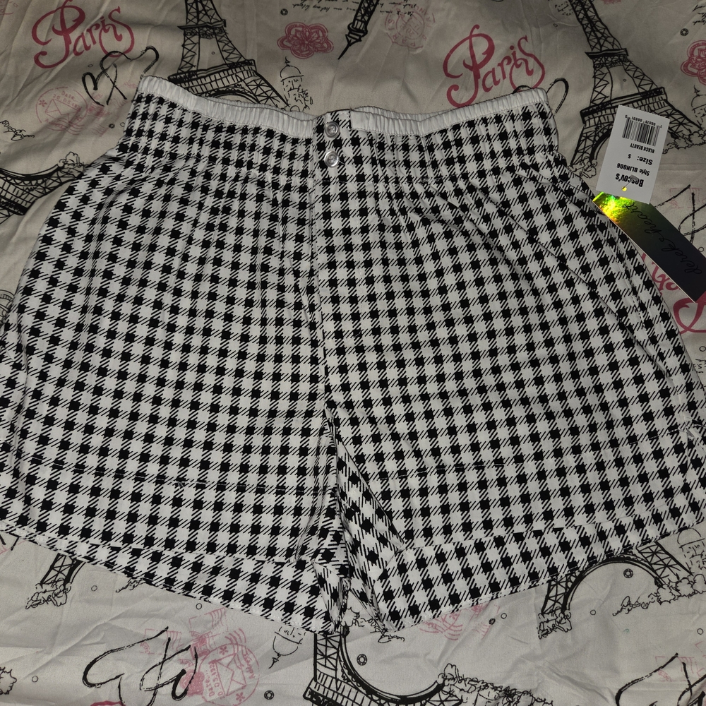 Derek Heart Black and White High Waist Gingham Shorts